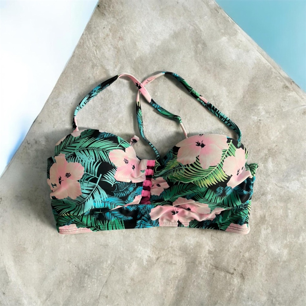 OP Pink and Green Women's Bikini Top Size M